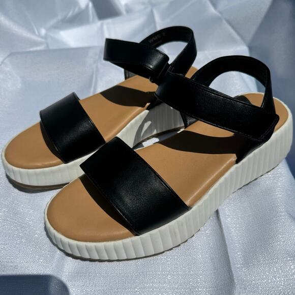 DV by Dolce Vita Finesse Sandals Black White Platform Strap Womens Size 8 Summer - Picture 3 of 8